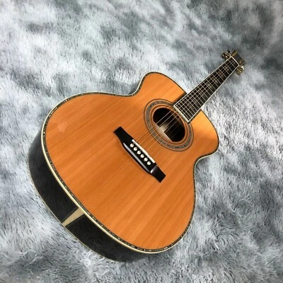 High quality OM Style  real abalone inlaid solid acoustic guitar - Image 1 of 4