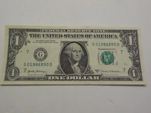 1986/8/9, AUG 9 or SEP 8, 1986 G 01986890 D *UNC* Birthday Note 1 $ Dollar Bill - Picture 1 of 4