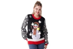 Womens LED Light Up Ugly Christmas Sweater Built-in Light Bulbs small - Picture 1 of 7