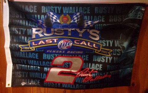 2005 RUSTY WALLACE Last Call #2 Miller Beer FLAG  Approx 36"x 61" NASCAR Cover