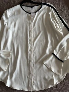 NWT Ann Taylor Women's ivory & black blouse. SMALL. - Picture 1 of 6