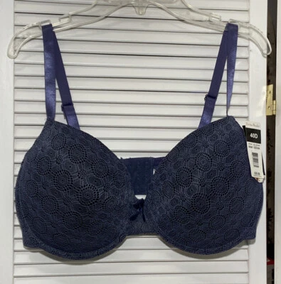 Sujetador Delta Burke 40D Azul Cobertura Completa Encaje #2649 Con Aros Nuevo Con Etiquetas Elastizado Acolchado Foto 1 de 4