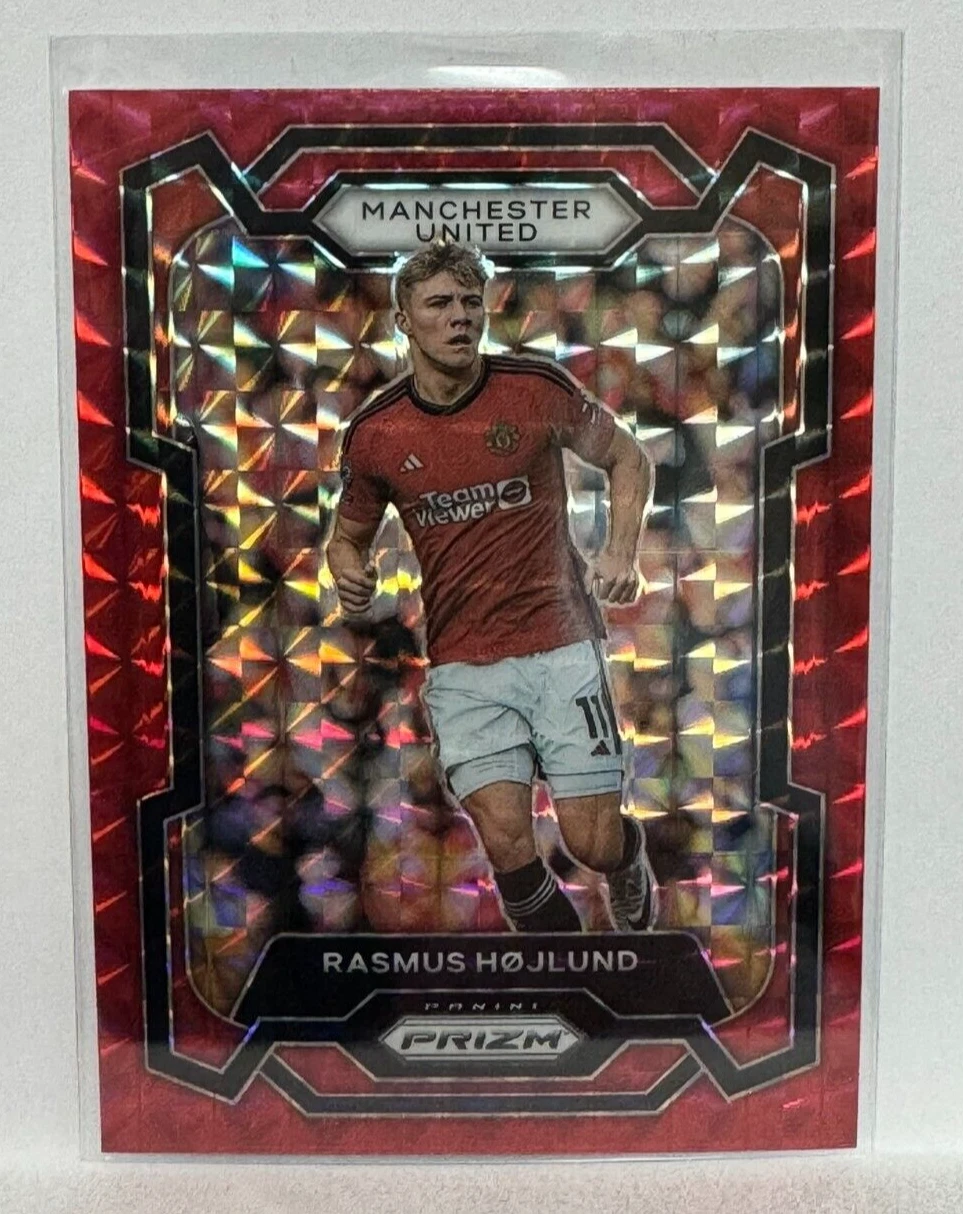 RASMUS HOJLUND 2023-24 Panini Prizm EPL RED MOSAIC PRIZM Manchester United