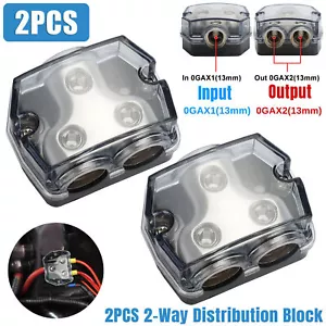 2Pcs 2 Way Power Distribution Block 0 Gauge in Out Power Ground Distributor - Picture 1 of 11