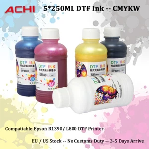 【IN DE】 Tinta ACHI DTF 5*250 ml para impresora directa a película Epson R1390 L1800 DTF - Imagen 1 de 14