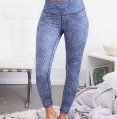 Leggings de Entrenamiento Aerie Azul y Blanco Cintura Alta Pequeños Foto 1 de 4