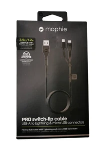 GENUINE Mophie Pro Switch Tip Cable USB-A to Apple & Micro USB 1.2m - Picture 1 of 1