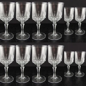 ANTICO ELEGANTE ART DECO SERVIZIO 6 BICCHIERI CALICI CRISTALLO BOEMIA MOLATI - Foto 1 di 9