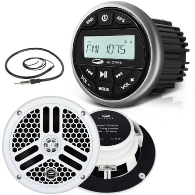 Marine Audio Bluetooth Stereo Radio w/ 6.5" Waterproof Speakers for ATV UTV - Image 1 of 4