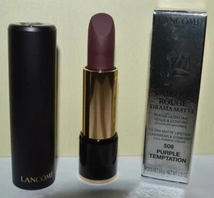 LANCOME Purple Temptation #508 L'Absolu Rouge Drama Matte Lipstick FULL SIZE NIB - Picture 1 of 2