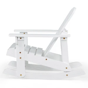 Outdoor Kid Adirondack Rocking Chair Solid Wood Slatted seat Backrest White - Picture 1 of 8