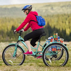 MOONCOOL Mountain Tricycle for Adults Women 26 inch 3 Wheels 7Speed Cruiser Bike - Picture 1 of 11