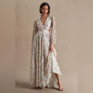 Mac Duggal SEQUINED FLORAL PRINT CUT OUT LACE UP GOWN size 4 NEW $798 - Picture 1 of 15