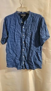 Womens Tommy Hilfiger Size X L Blue Button Up Collarless Shirt Top - Bild 1 von 4