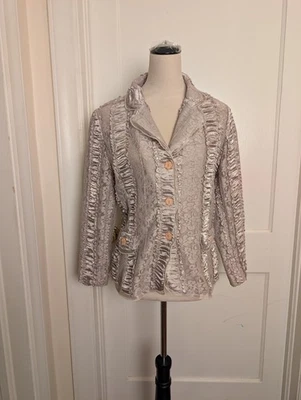 VTG Satin & Laced Ruched Victorian-Style Shirt/Jacket-Buttoned-Sz M/L - Image 1 of 4