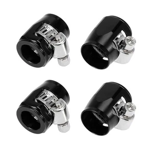 4Uds AN6 Hex Negro Coche Manguera Acabador Abrazadera Adaptador Montaje - Imagen 1 de 6