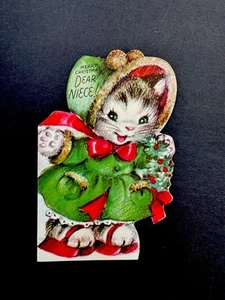 1 Tarjeta de Felicitación de Navidad Marjorie Cooper de Colección Gatito Gato Muy Festivo con Patines de Hielo - Imagen 1 de 3