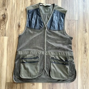 Bob Allen Mesh and Leather Shooting Vest, Green, Large - Picture 1 of 6