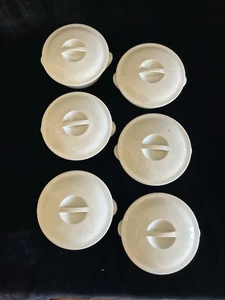 PILLIVUYT * 6 * White 734 Porcelain Soup Bowls w/Lids 4 1/4" France - Picture 1 of 10