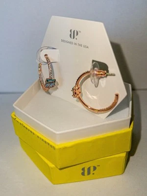 BP Paraiba Tourmaline & Aquamarine/ Rose Gold earrings-Always glowing- RBP8515 - Image 1 of 3