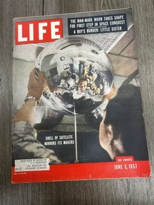 LIFE MAGAZINE JUNE 3, 1957 SHELL OF SATELLITE MIRRORS ITS MAKERS EXCELLENT - Picture 1 of 1