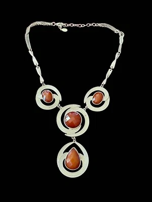 Collar Robert Rose Vintage Dorado con 4 Estrás Coral Facetado 21" Largo Foto 1 de 4