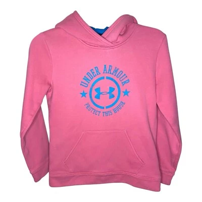Under Armour Storm 粉色蓝色宽松连帽衫 尺寸 YMD — 第 1/4 张图片