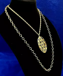 Doppelkette Halskette mit Anhänger Metall goldfarben - Bild 1 von 6