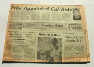 1968 San Francisco Chronicle Zeitung J.Wynn, Willie Mays HR, Drysdale Streak - Bild 1 von 4