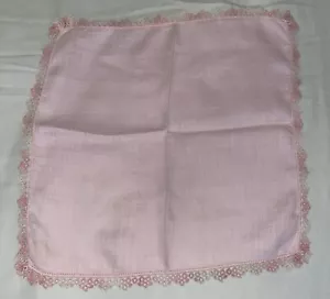 Fazzoletto vintage donna fazzoletto lino rosa pizzo - Foto 1 di 3