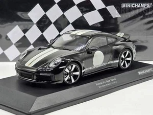 Minichamps 2022 Porsche 911 (992) Sport Classic Coupe Black w Stripe 1:18 - New - Picture 1 of 13