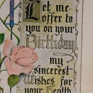 Postal de cumpleaños vintage - flores rosas rosas c1914 - Imagen 1 de 3