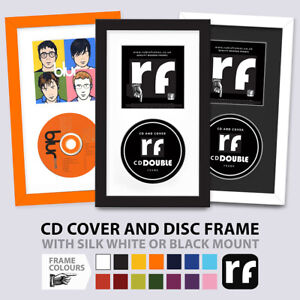 CD Frame Cover & Disc - Black, White & Colours + Mount options Wood Frame UK 