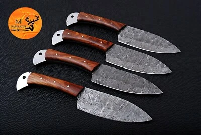 M DAMASCUS CUSTOM HANDMADE FORGED DAMASCUS STEEL STEAK CHEF KNIFE SET KITCHEN KNIVES 1800F