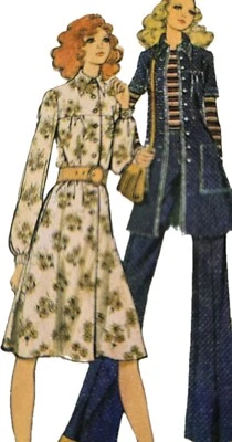 1970s Smock Dress Longline Waistcoat Flares Style 3567 Sewing Pattern - Image 1 of 3