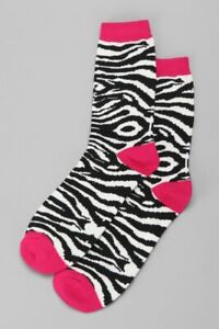 Urban Outfitters UO Zebra Print Crew Socks Size 10-13 NWT