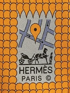HERMES 645755 SA Orange “Google Map” 100% Silk tie new in box without tags - Picture 1 of 6