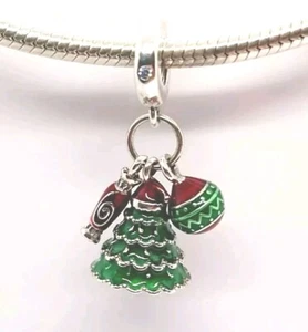🩷Green Christmas Tree Charm S925 Sterling Silver - Bauble & Candy Charm🩷 - Picture 1 of 4