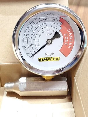 Novo manômetro hidráulico Simplex 4” + adaptador para 5 10 cilindros de 15 toneladas  - Imagem 1 de 4