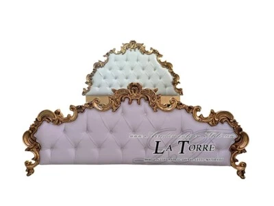 Letto Matrimoniale Barocco contenitore oro argento ecopelle vellutino swarovski  - Immagine 1 di 4