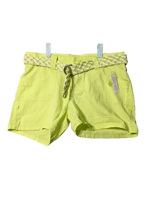 BONGO Women Walking Shorts Size 7 (W32") Brand New Solid Neon Green Braid Belt  - Image 1 of 4