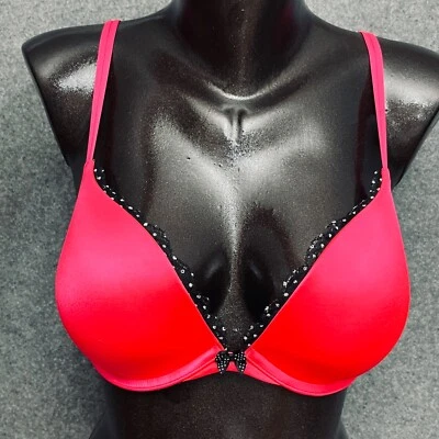 Sutiã de mergulho Victoria's Secret 32DD muito sexy push-up com aro rosa quente bolinhas - Imagem 1 de 4