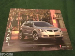 MINT ORIGINAL 2003 PONTIAC VIBE SALES BROCHURE 10" X 12" (BOX 779) - Picture 1 of 7