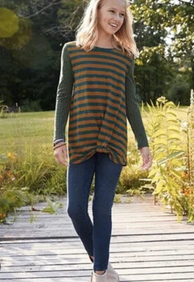 Camisa Matilda Jane Naranja Rayas Twist Túnica 435 Tween Pep Rally Azul 12 Otoño Foto 1 de 4