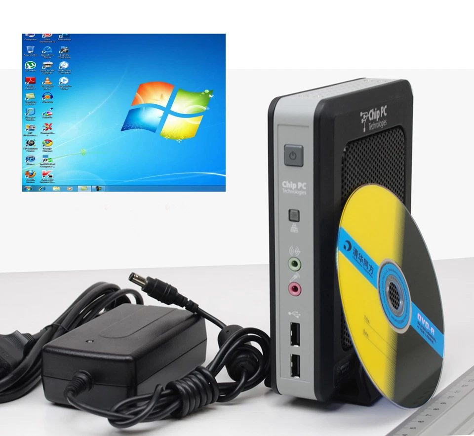 Mini-Pc V.Chippc Intel Atom N270 1.6 GHZ 4GB SSD 2GB DDR2 Gbit Net WIN7 Emb - Image 1 of 1