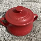 Le Cruset Volcanic Red Small Twin Handled Stoneware Soup Pot Bowl With Lid