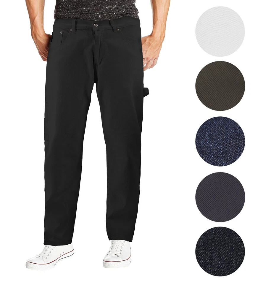 Men's Carpenter Work Jeans Hammer Loop Relaxed Fit Casual Cotton Denim Pants - Image 1 of 1