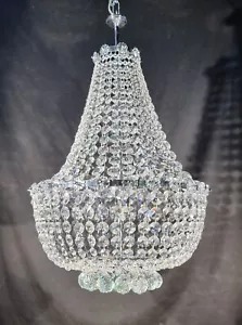 Lampadario Impero 8 luci in cristallo strass trasparente struttura cromata - Imagen 1 de 6