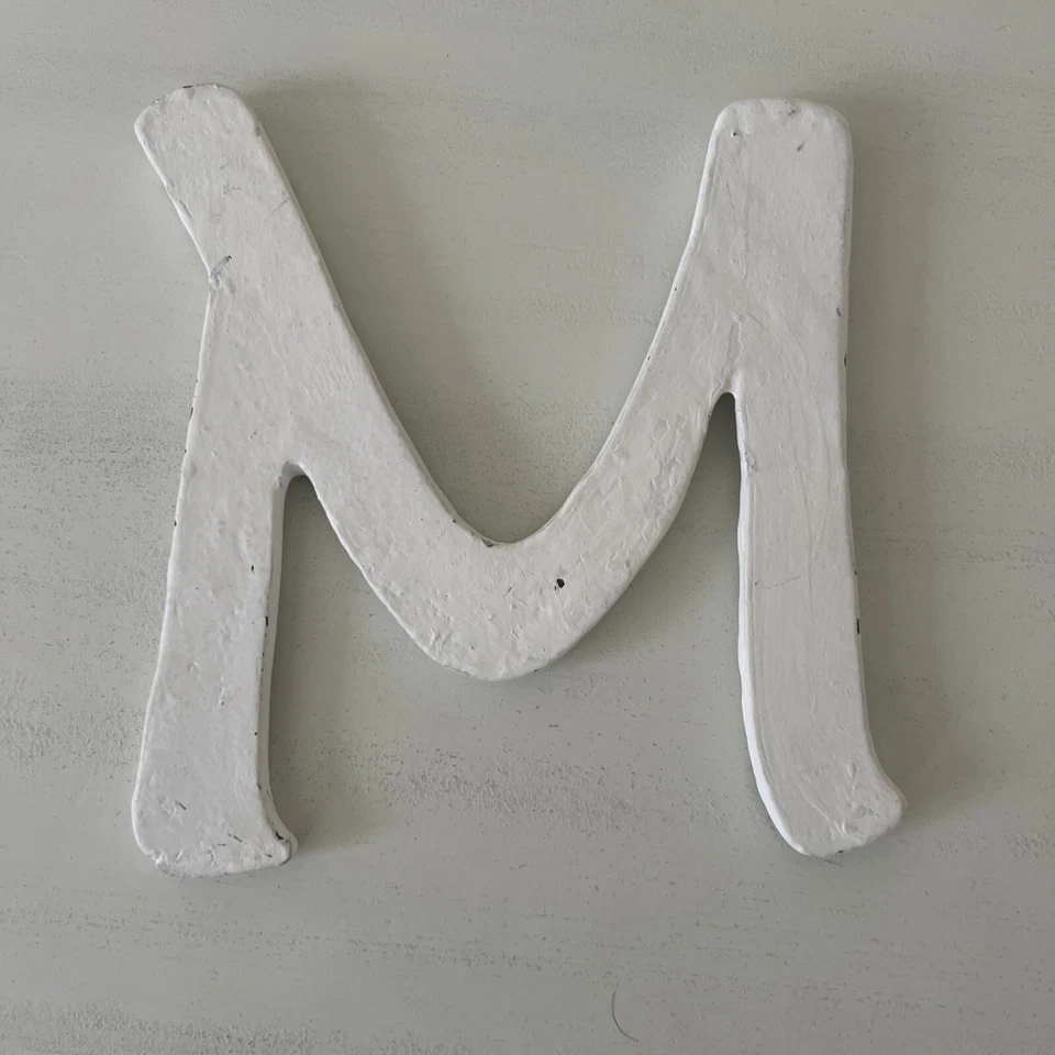 Monogram Initial M Pottery Barn Teen ~ WHITE RUSTIC METAL LETTER "M" ~ NIB HTF! - Image 1 of 3