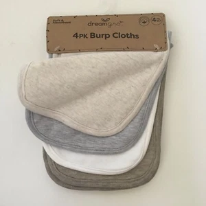 NEW Burp Cloths Pack of 4 Soft Absorbent Solid Colors Neutrals | DreamGro - Picture 1 of 7